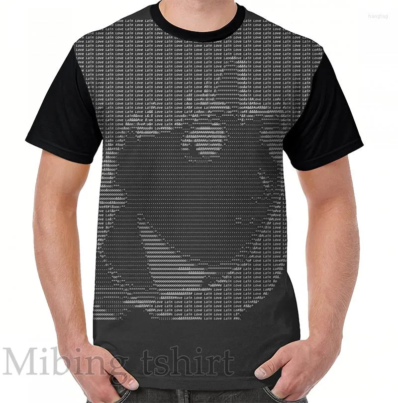 Herrar t skjortor roliga tryck män skjorta kvinnor toppar tee love lain ascii grafisk t-shirt o-hals kortärmad avslappnad tshirts