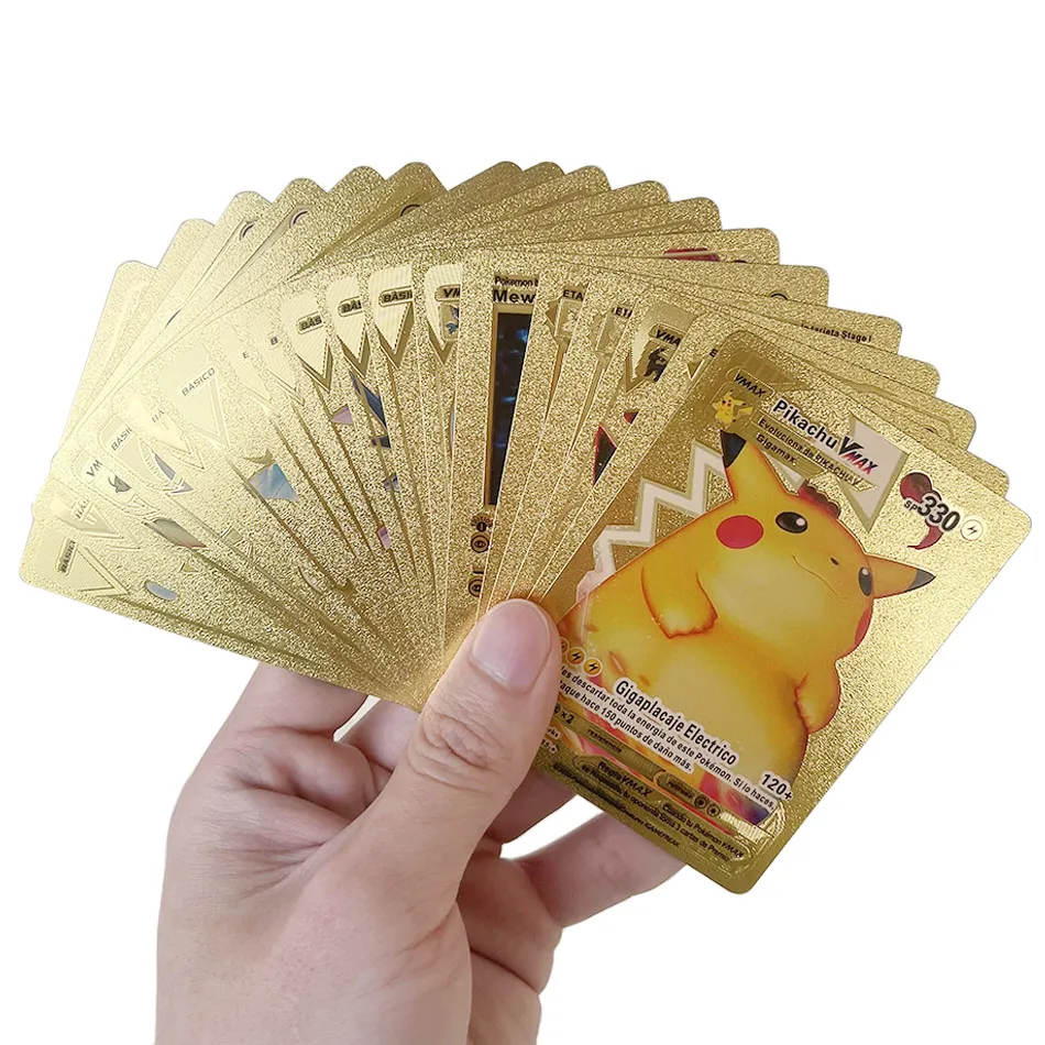 2023 färgglada Pokemon Gold Foil TCG-kort Silver Foil Pokemon Trading Card Game Charizard V VMAX GX DX Pokémon Gold Cards