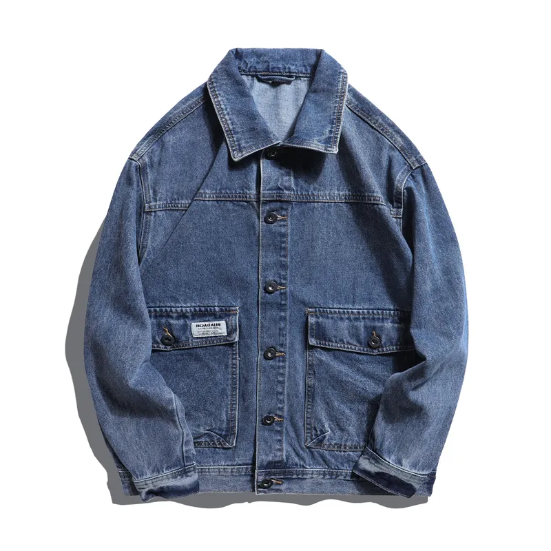 Herrjackor mode Jean Jacket Män stänger av krage denim ytterkläder bomullsbomber denim jacka män vintage jean rockar streetwear 230311