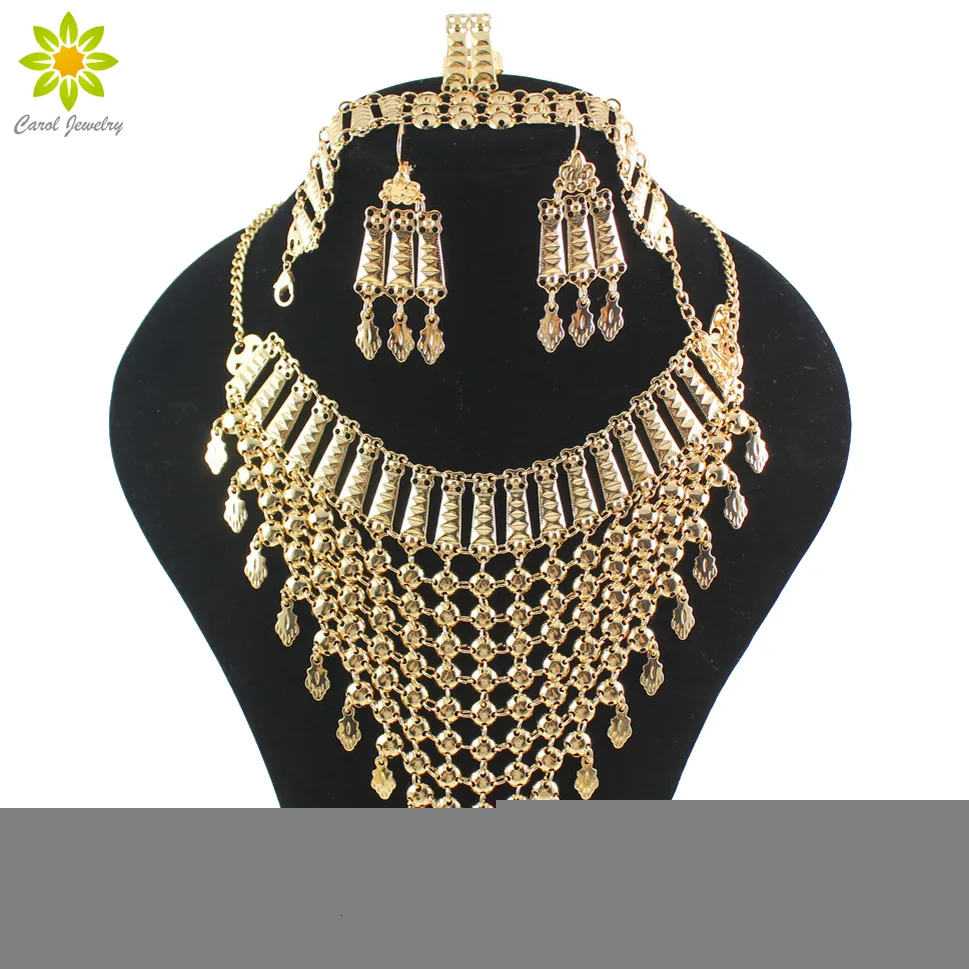 Bruiloft sieraden sets ontwerp dubai goud kleur mode bruiloft bruids accessoires kostuum ketting set African kostuum sieraden sets 230310