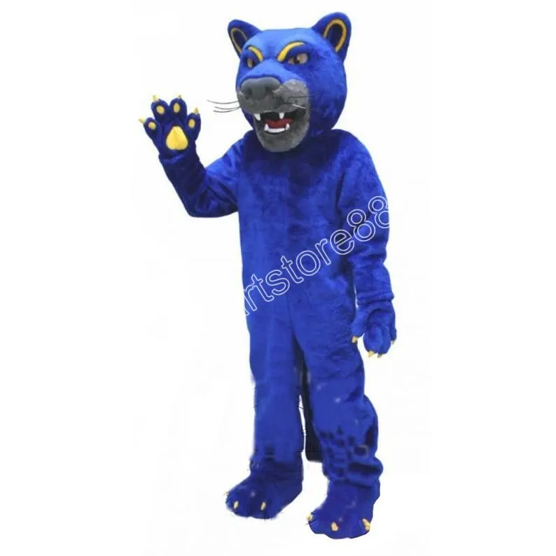 Nouveaux Costumes de mascotte de panthère de rôdeur bleu adulte thème animé mascotte de dessin animé personnage Halloween carnaval Costume de fête