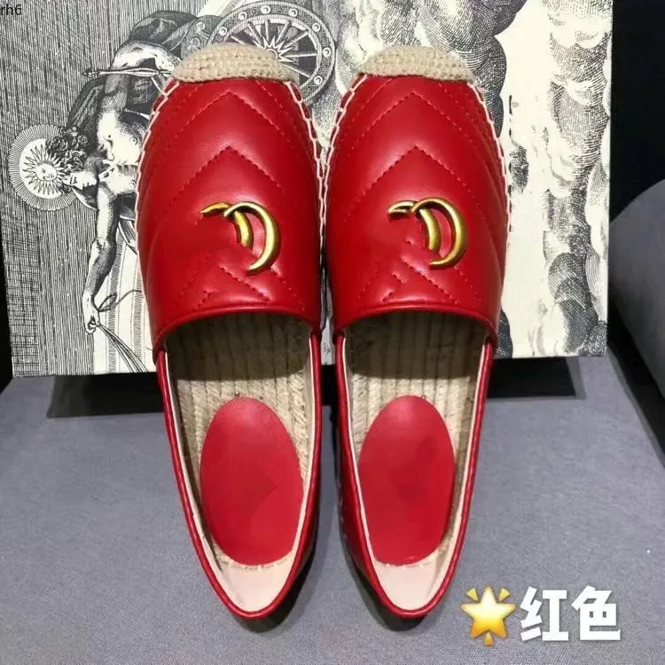 New Luxury Brand Design Goat Leather Woman Espadrilles Classical High Quality Slip On Loafers Comfortable Flat Fisherman Shoes mkjklip rh6000003