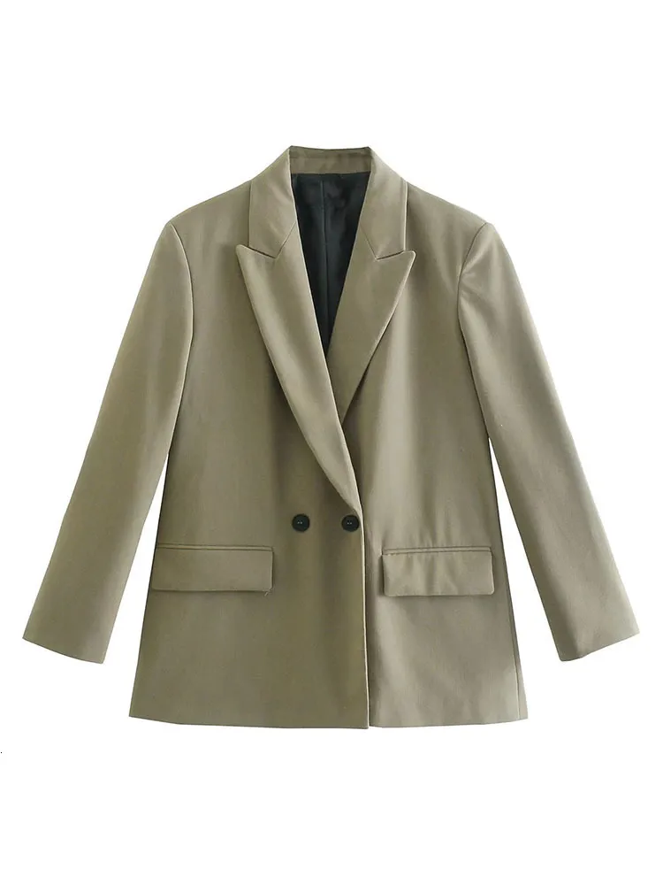 Trajes de mujer Blazers chaqueta de primavera para mujer Blazer de doble botonadura señora de oficina abrigo clásico suelto traje femenino prendas de vestir elegantes trajes Veste Femme 230311