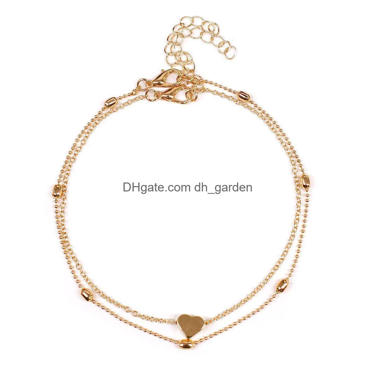 Anklets Desinger Beach Sandals Heart Style Sier Gold Colors Dancer Foot Jewelry Drop Delivery DHGARDEN DH6TJ