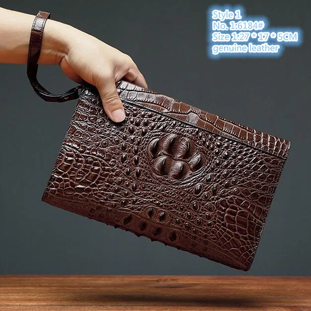 Fabryczne hurtowe męskie torby na ramię 4 style pierwsza warstwa Cowhide Business Clutch Worka Krokodyla Moda Koperta Monety Moneta Tourse ręcznie robiony skórzany portfel