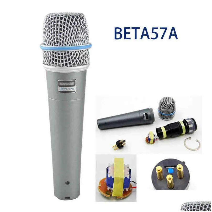 Microphones Microphone Beta57A High Quality Snare Tom Drum Micro Professional Supercardioid Dynamic Instrument Beta Wired Mic For Sh Dhtjn