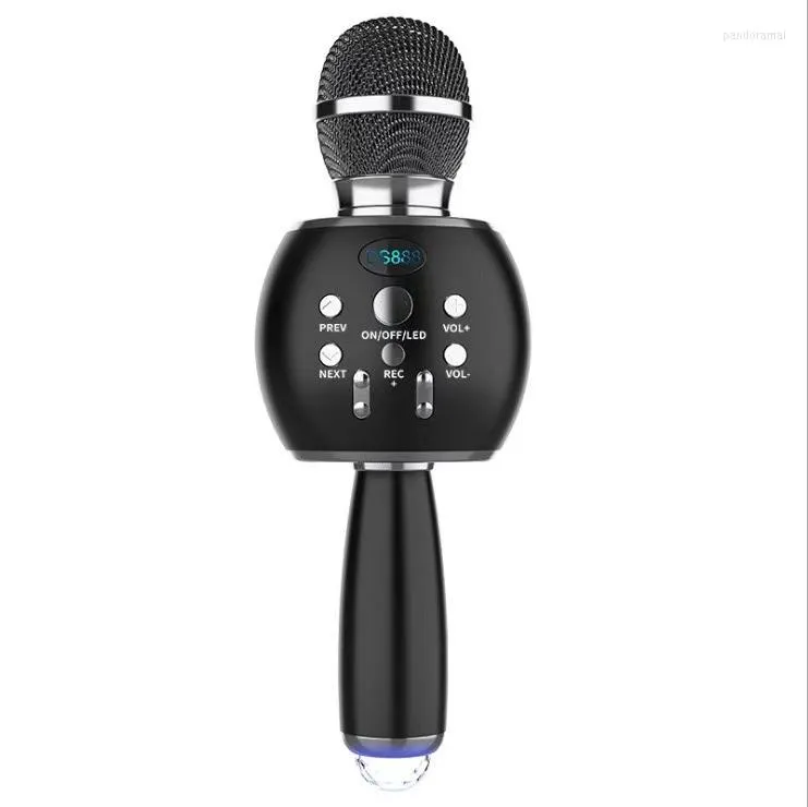 وصول الميكروفونات المحمولة اللاسلكية K Song Song Microphone إعادة شحن Bluetooth مكبر صوت Home KTV Player مع مصابيح LED الرقص