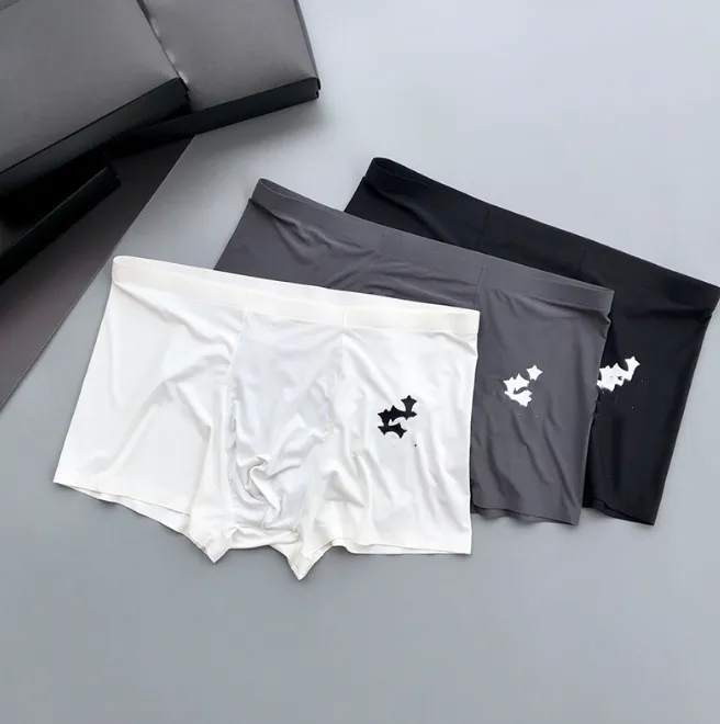 New Trendy Brand Foreign Trade Cross Underwear Men's Lightweight Body Shaping Ice Silk Boxers Boyshorts Shorts Hearts