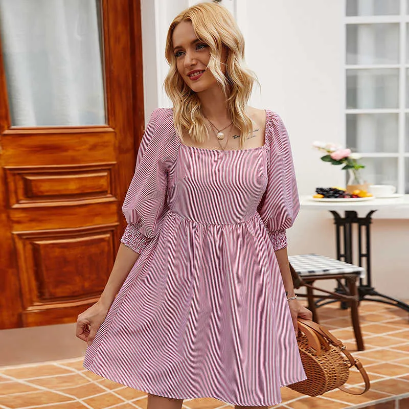 Casual Dresses Casual Loose Summer Dress For Women Fashion Print Striped Party Club Mini Dress Elegant Office Ladies Shirt Dresses Robe Femme G230311