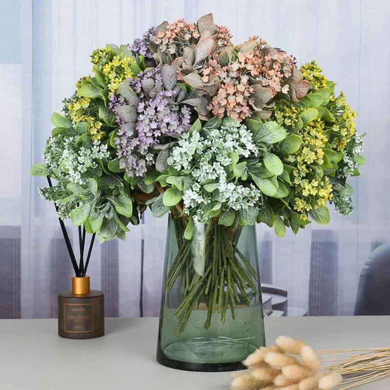 Decorative Flowers Hand Tie Simulation Plant Oil Painting Hydrangea Holding Home Wedding Decoration Artificial