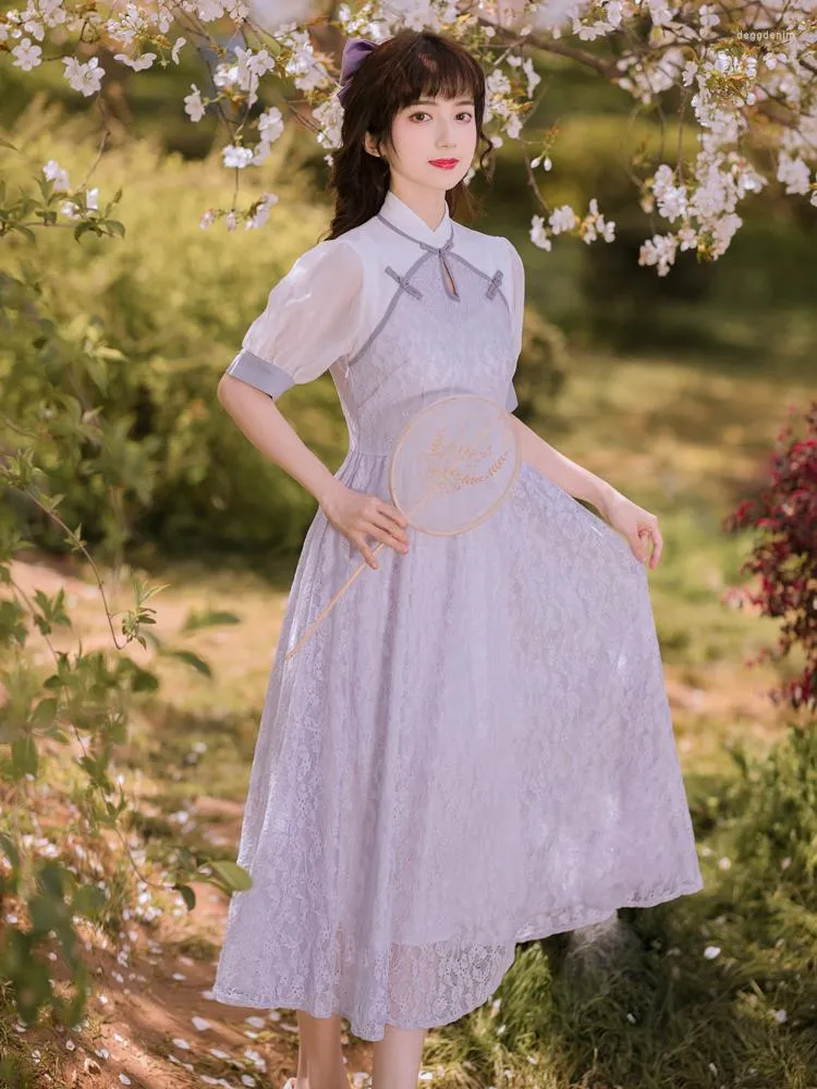 SWEETXUE Purple Hanfu Dress Retro Sweet Feeding Party Wear Gown