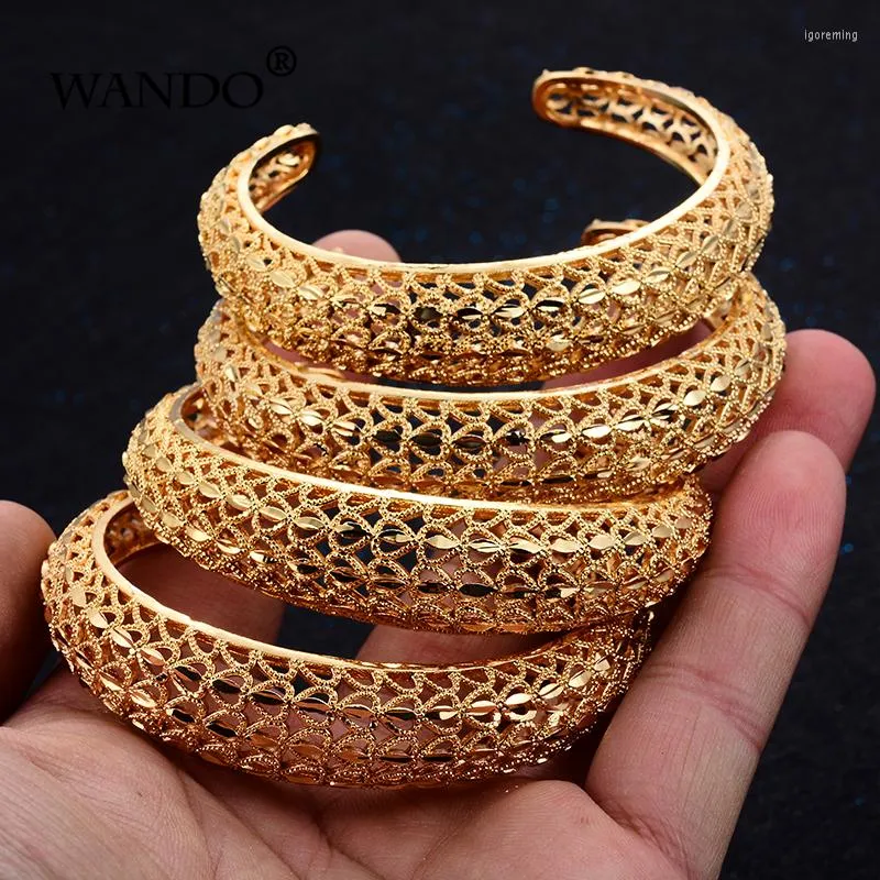 Bangle Wando 4st/Lot Etiopisk guldfärgbröllop för kvinnor Dubai Brudarmband afrikanska arabiska smycken Mellanöstern