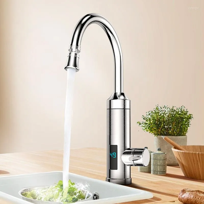 Kitchen Faucets Water Heater Faucet Instant Electric Temperature Display Cold Heating 3000W EU Plug