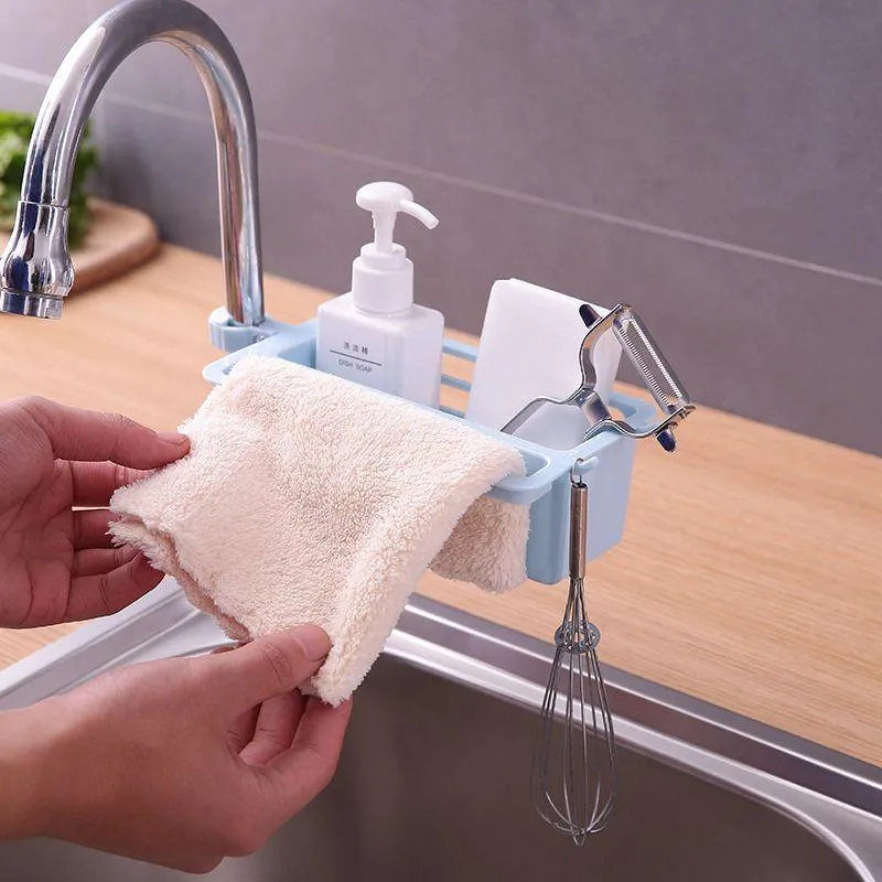 Asma sepetler 1pcs mutfak lavabo sünger depolama rafı tabak drenaj sabun fırçası organizatör banyo aksesuarları