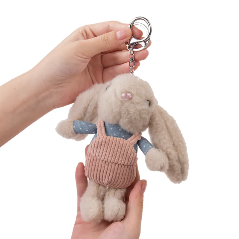 Cute carrying pants rabbit key chain pendant long-eared rabbit plush doll mini grab doll plush pendant