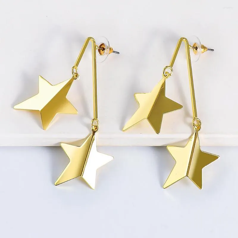 Dangle Earrings Star Design Gold Silver Plated Earring Punk Statement For Women 2023 Long Shape Party Ear Ring Wholesale