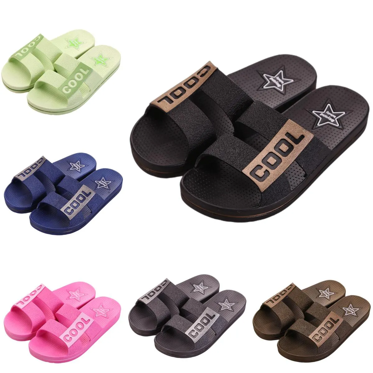 Slyckor inomhus utomhus mjuk himmel blå svart lila röda kvinnor män skor strand kust badrum antiskid sandal storlek 36-45