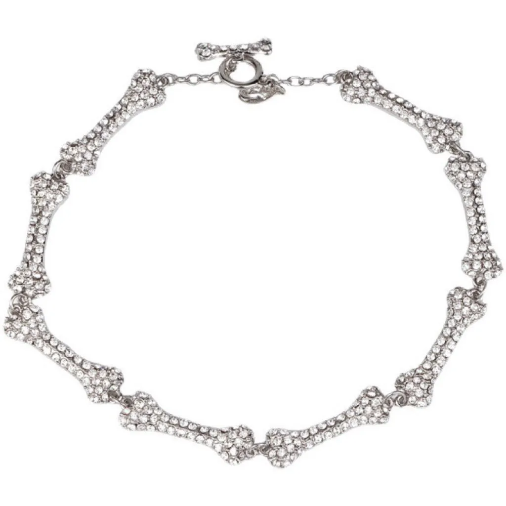 charmant collier classique en os de huit sections plein de diamants diamants clignotants collier de saturn en os de cinq sections punk européen et américain avec boîte