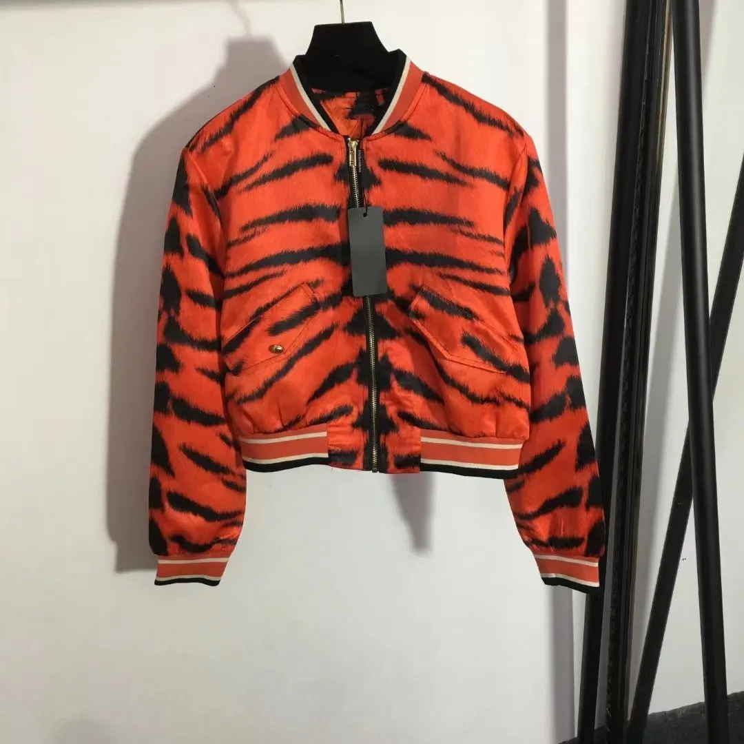 Women's Jackets Brand Tiger Print Zip Jacket 230310