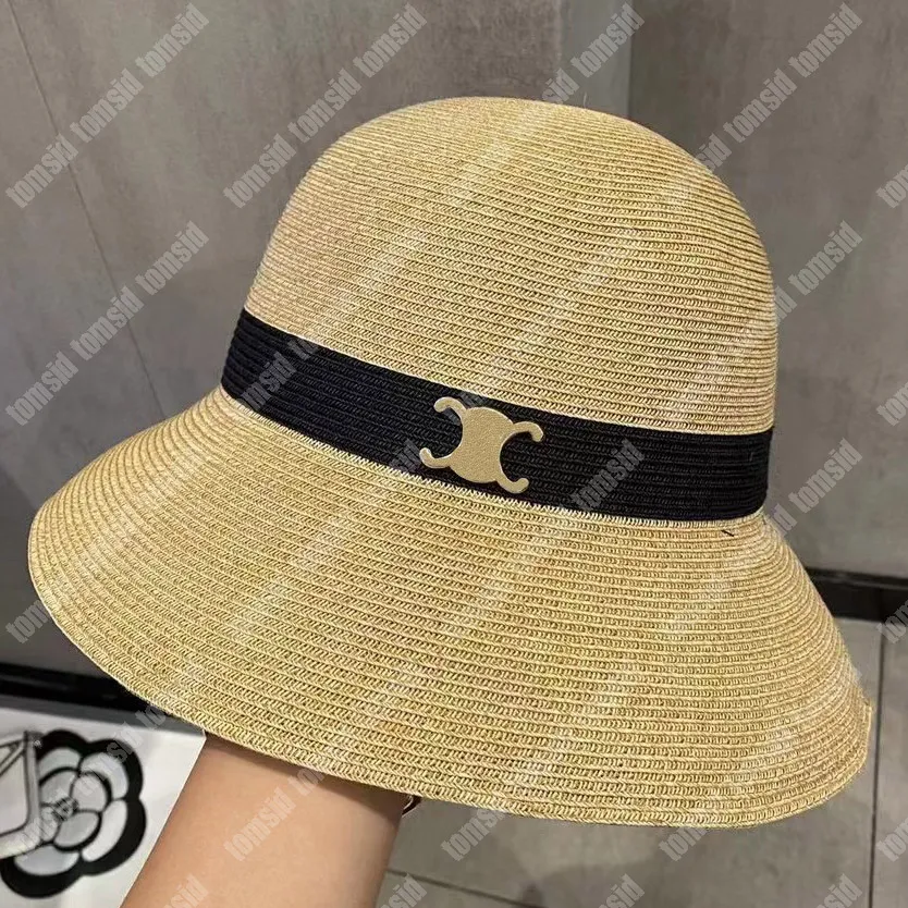 Sombreros de cubo de diseñador de verano, sombreros de ala ancha de moda para mujer de hierba para hombre, protección solar de vacaciones, sombrero de cubo de paja de playa de lujo