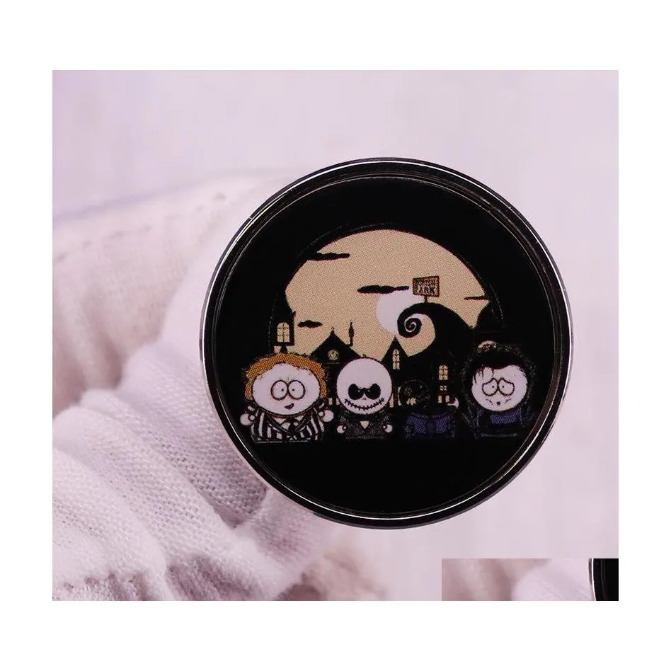 Accessori per cartoni animati Nightmare Before Christmas South Park Spilla Tim Burton Film Badge Drop Delivery Baby Kids Maternità Prodotti Dha0P