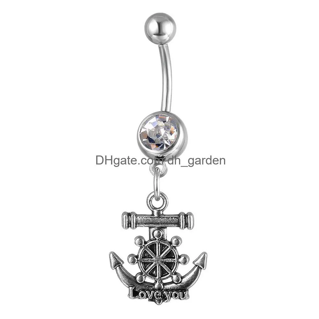 Göbek çan düğmesi halkaları d0058 1 renk berrak göbek yüzüğü Piercing gövdeli mücevher mücevherleri ile güzel stil dhgarden dhamg