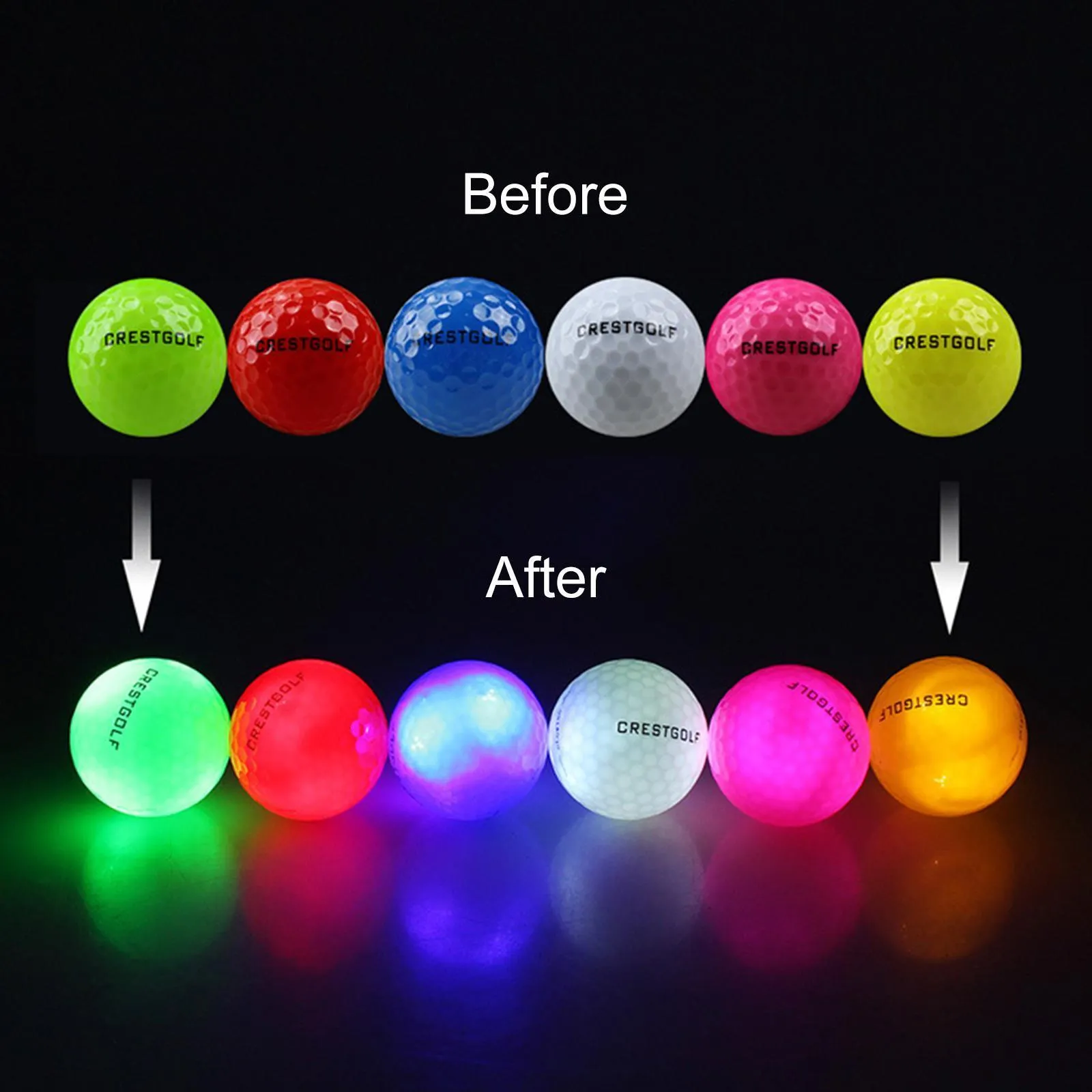 6x Glow in The Dark Golf Balls for Men Women Kids Multi-Color Luminous