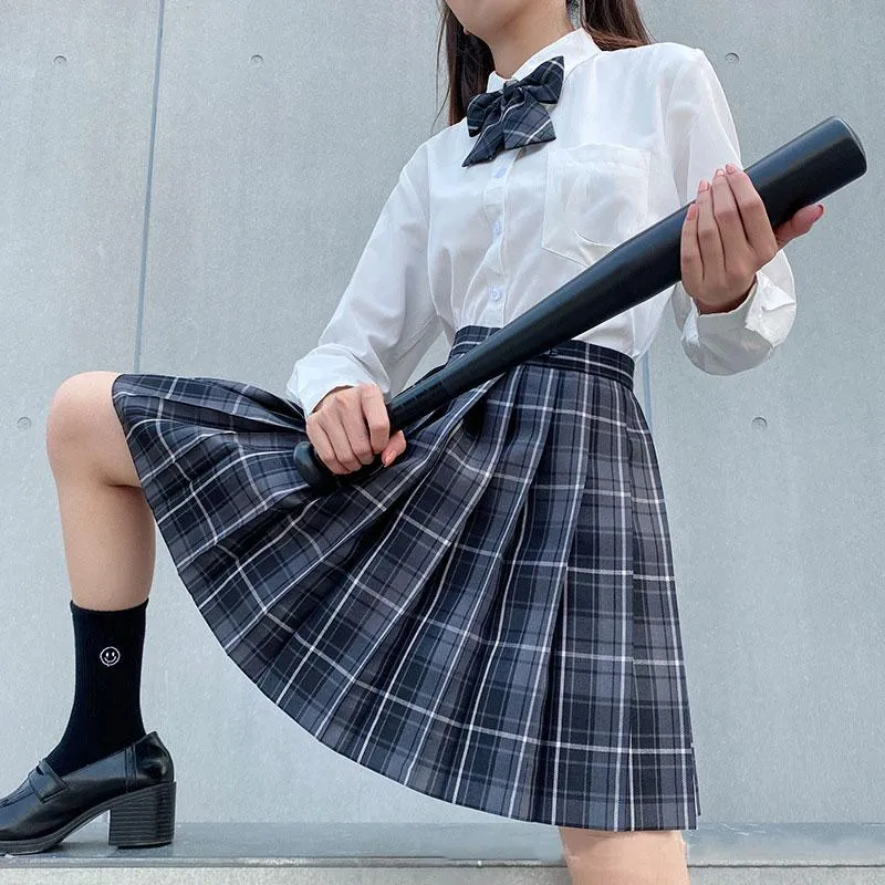 Kläder set skolstudent långa ärmar enhetlig full set tjej jk japansk seifuku sjöman klänning hög midja veckad kjol cosplay skolgirl