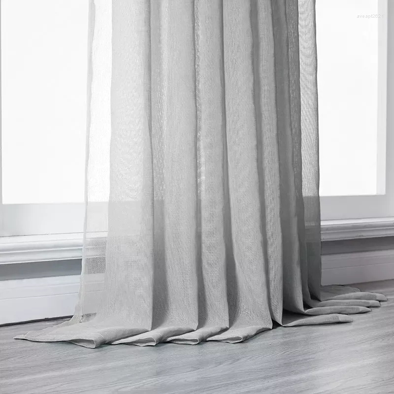 Cortina de cortina de tule de chiffon branco para o quarto da sala do tratamento da janela Drape de Voile acabado