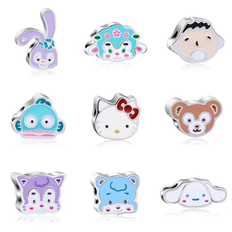 S3505 jóias de jóias de moda encantos de esmalte diy desenho animado duffy urso coelho de peixes de peixe adequado para acessórios de pulseira com contas