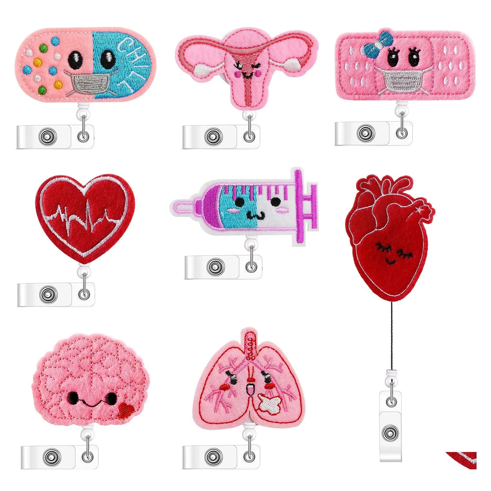 Outros material escolar de escritório L Felti enfermeiro bobina de bobina retrátil Nome de enfermagem Clip Brain Heart Lung Id Decorative Wi Homefa DHZ52