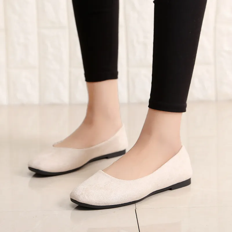 2023 Square Slippers Head Single Shoes Fashion Flat Women's Suede Shallow Mouth Single Shoes Women's Shoes 020