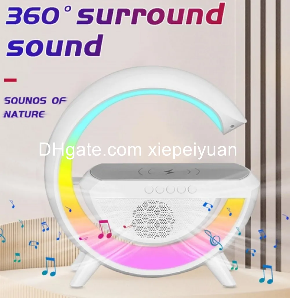 Chargeur de téléphone sans fil Station de haut-parleur Bluetooth Audio RVB Atmosphère Veilleuse pour Iphone Samsung Xiaomi