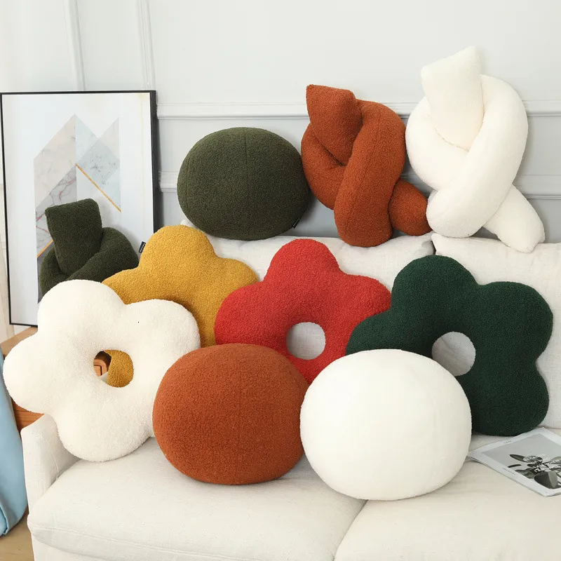 Kissen/Dekokissen INS Nordic Luxus Blumenknoten Ball Plüschkissen Babybettkissen Wohnzimmer Sofa Dekorative Wurfkissen Kinderspielzeug Po Requisiten 230311