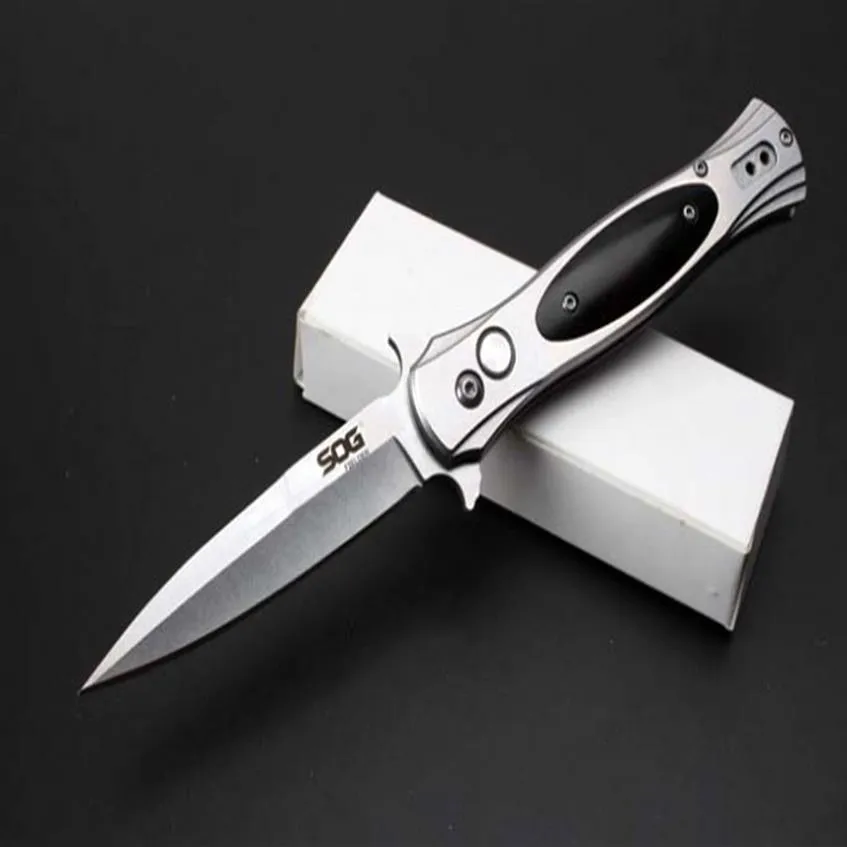 SOG Spec-Elite I AUTO Folding Knife 8Cr14Mov Satin Plain Blade Steel ebony Handles Outdoor Camping Survival Self-defense EDC Ta230H
