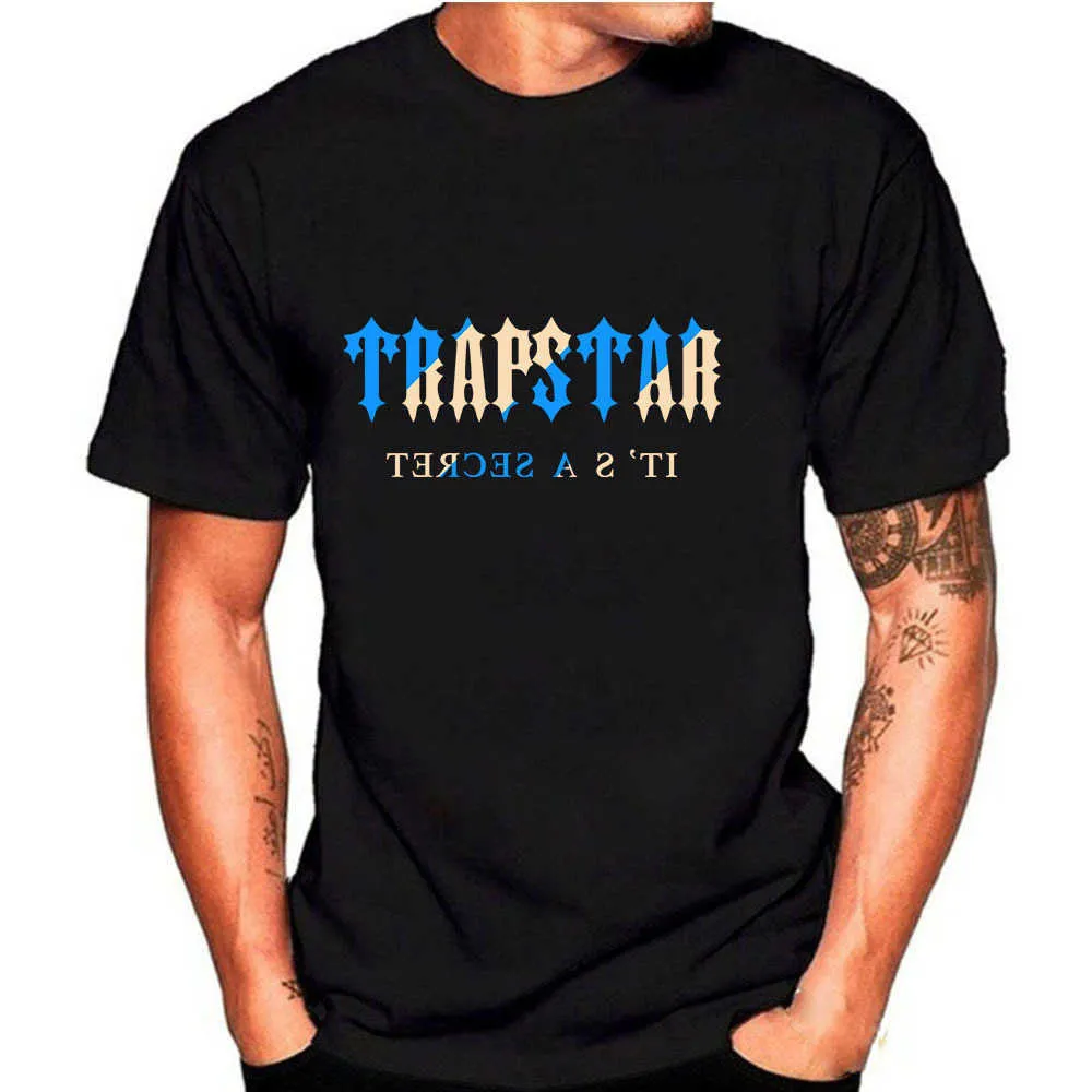 여름 새로운 패션 브랜드 Trapstar 문자 인쇄면 인쇄 면화 남자 캐주얼 한 느슨한 대형 티셔츠 남자와 여자 짧은 슬리브 t