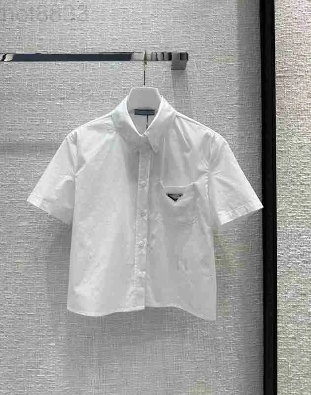 Blusas para mujer Camisas Diseñador Milan Runway 2023 Nueva Primavera Verano Solapa Cuello Manga corta Marca Mismo estilo H5I0