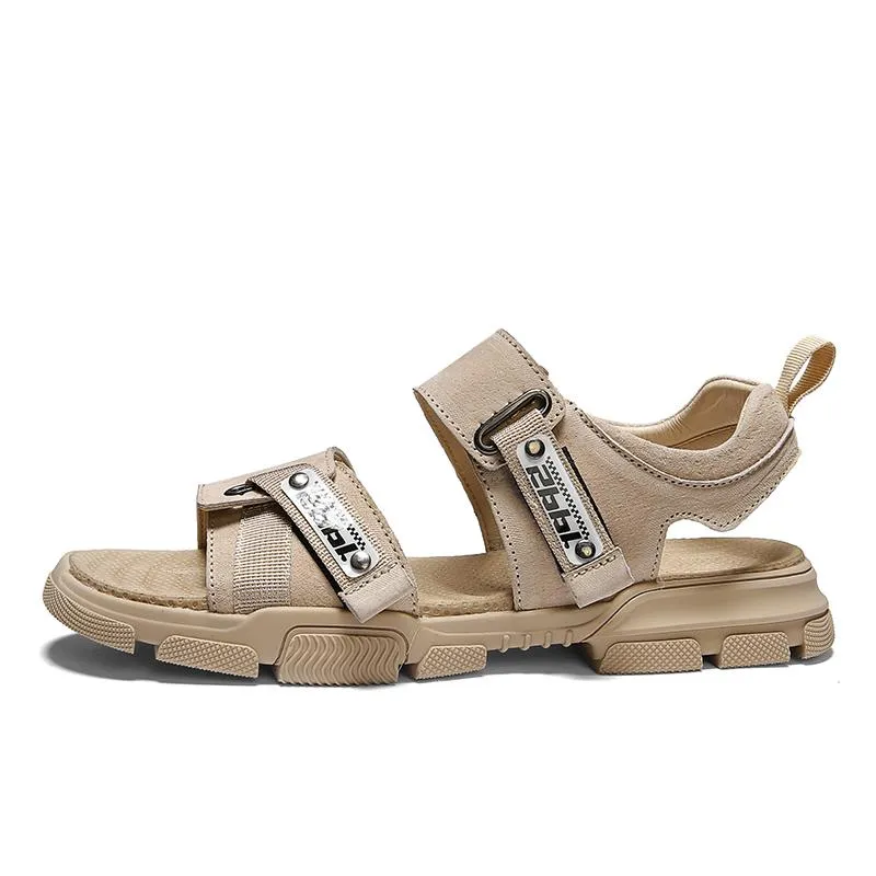 Sandals Monta de couro para homens para a praia Hombre Sandles 39 Sollos de verão Tamanho do vestido de borracha Cuero Macho em homens