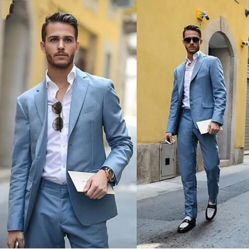 Sky blue coat pant with sales white shirt