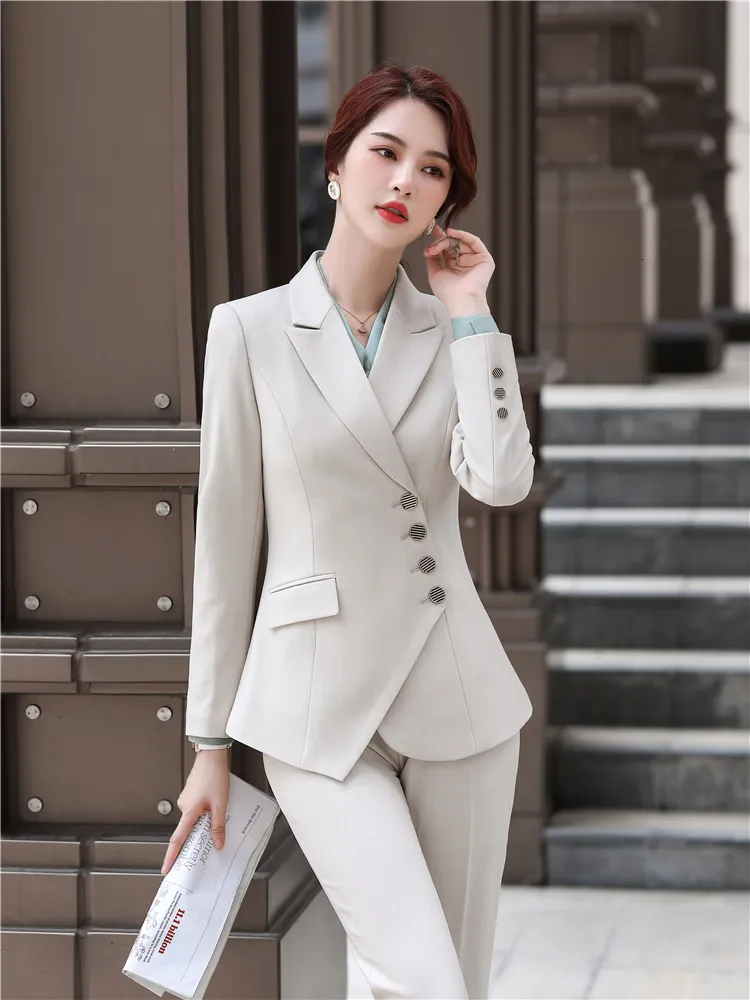 Kvinnors kostymer Blazers Begie Blazer Kvinnor Autumn Spring Female Suit Jacka för kvinna Elegant eleganta kontors slitrockar som erbjuds med 230311