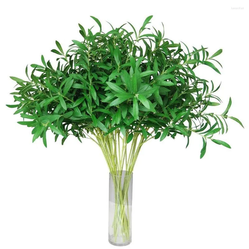 Decorative Flowers 6 Forks Artificial Silk Olive Leaves Tree Branches For Home El Wedding DIY Decoration Plants Wreath Leaf