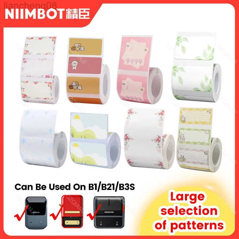 Printers B21 Supplies Paper Fancy Color White Label Sticker Print Paper Roll For Niimbot B21 B1 B3S Printer Tear-proof Water / Oil-proof W0311