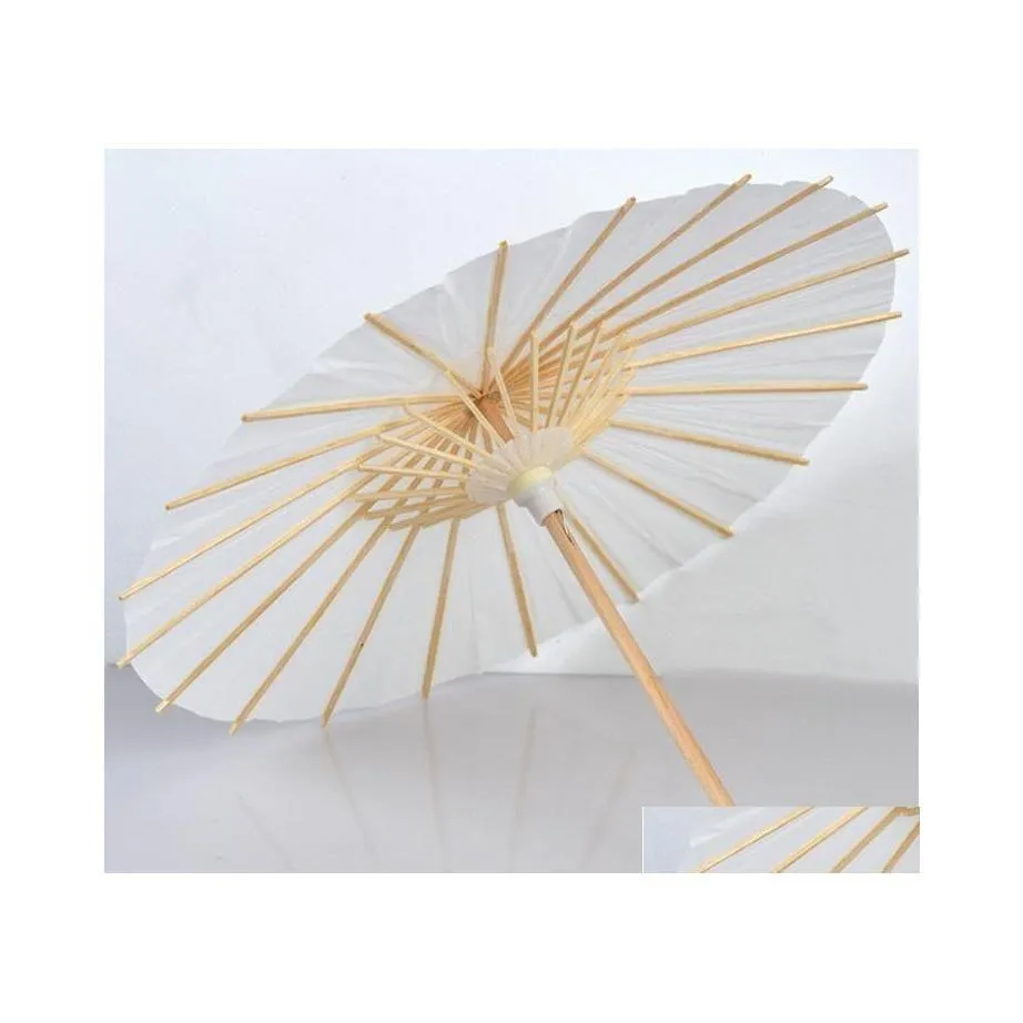 60 White Paper Bridal Wedding Parasols Chinese Craft Mini Paper