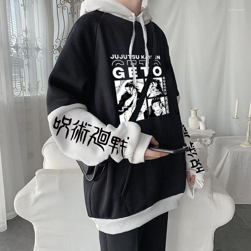 Erkek Hoodies Sweatshirts Harajuku Manga Jujutsu Kaisen Geto Suguru Anime Hoodie Giyim Uzun Kollu Kore Moda Hip Hop Büyük Boy Patc