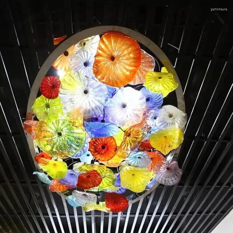 Kroonluchters unieke Italiaans ontwerp kunstglas plafondverlichting woonkleurige tint murano bloem kroonluchter voor woningdecoratie