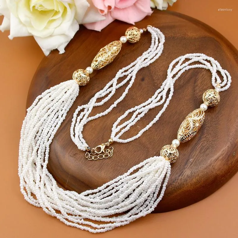 체인 Neovisson Trendy Moroccan Long Beads Necklace Womending Jewelry Sweeper 체인 알제리 수제 바디