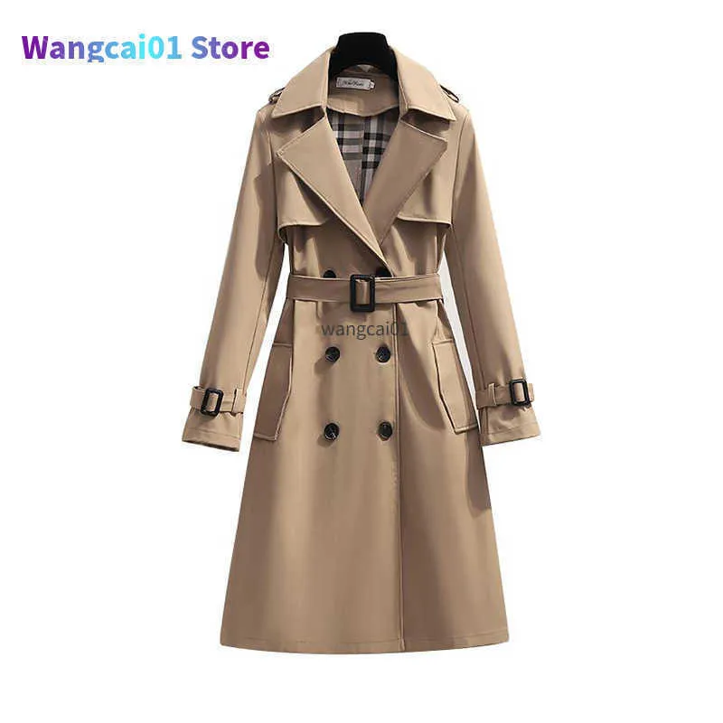 Vrouwen Trenchcoats S-4Xlbrand Niwe nte Herfst Lange Vrouwen Trenchcoat Doub Breasted Kaki Jurk Losse Jassen Lady Bovenkding Mode tops 2021 0924H22