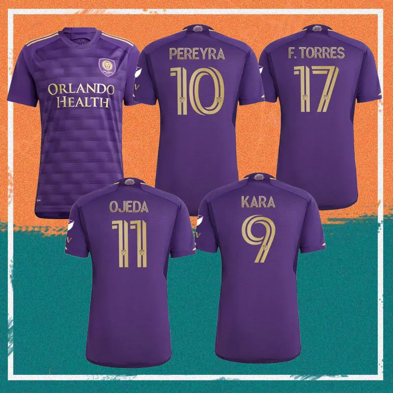 Camisas de futebol MLS Orlando City 23/24 2023 #9 KARA #10 10 PEREYRA Maillots De Foot camisa #11 OJEDA #17 F.TORRES uniforme de futebol