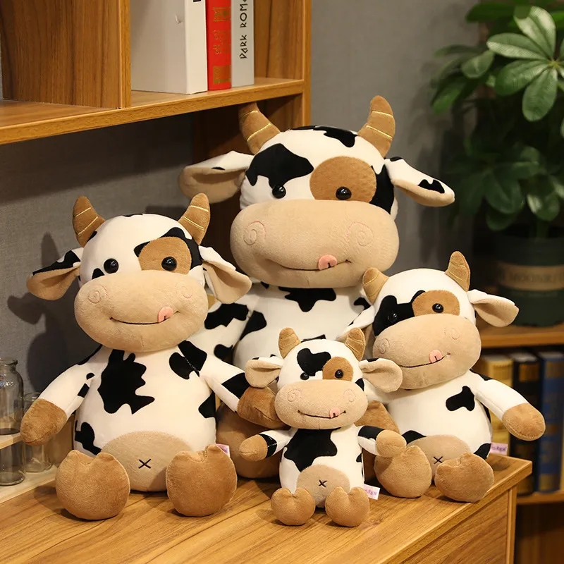 Dessin animé lait vache en peluche mignon Simulation bétail animaux en peluche poupée doux en peluche pull vache oreiller enfants cadeaux d'anniversaire LA549