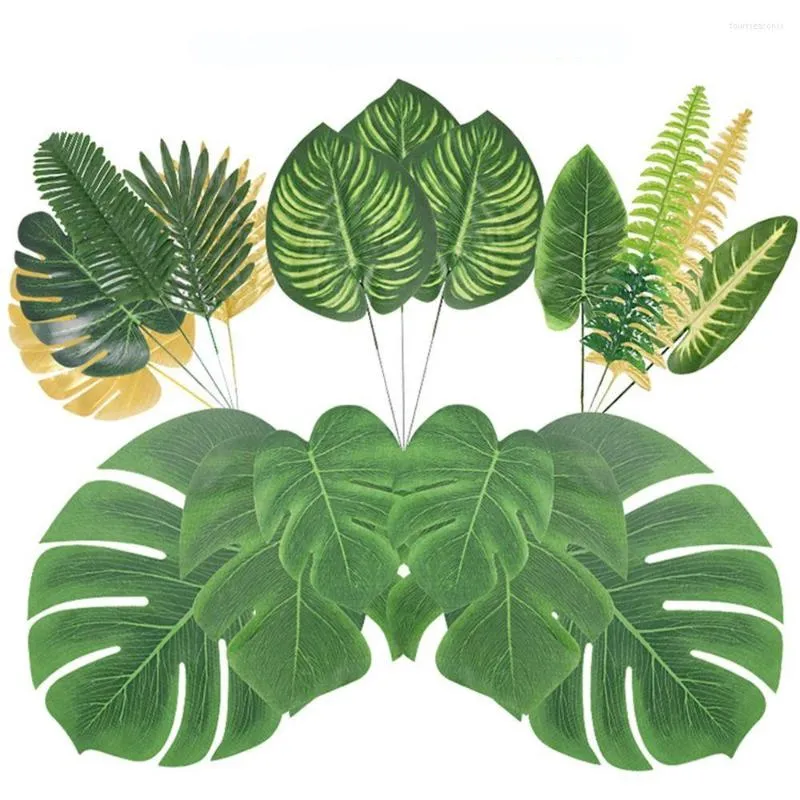 Dekorativa blommor Party Supplies Po Props Home Decorations Tropical Plant Beach Theme Artificial Leaves Kit Livsliknande palmlövverk